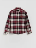 Bluzki dla chłopców - Reserved - Bawełniana koszula w kratę - bordowy - miniaturka - grafika 1