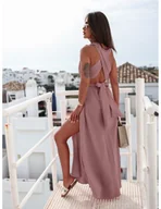 Sukienki - Muślinowa sukienka wiązana na wiele sposobów ALEXIA - brudny róż - miniaturka - grafika 1