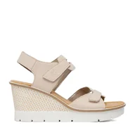 Sandały damskie - Sandały Rieker 68556-31 Beżowy - miniaturka - grafika 1