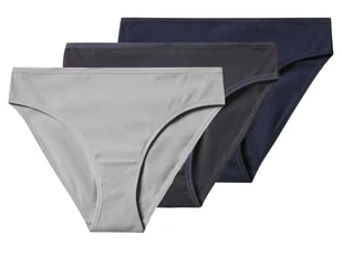 esmara® Majtki slipy damskie z bawełną, 3 pary (Granatowy/szary, XL(48/50)) - Majtki damskie - miniaturka - grafika 1