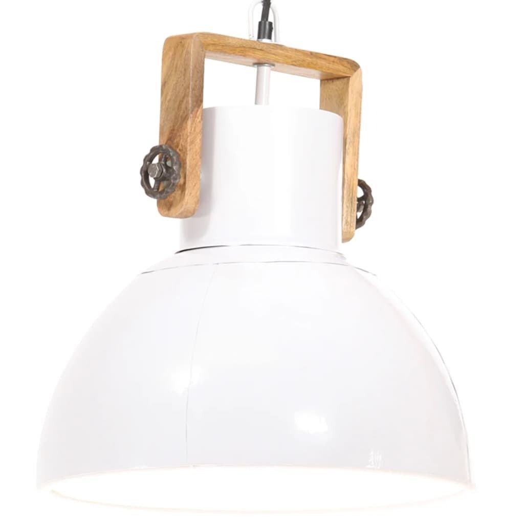 Lampa wisząca styl industrialny 25 W biała okrągła 40 cm E27