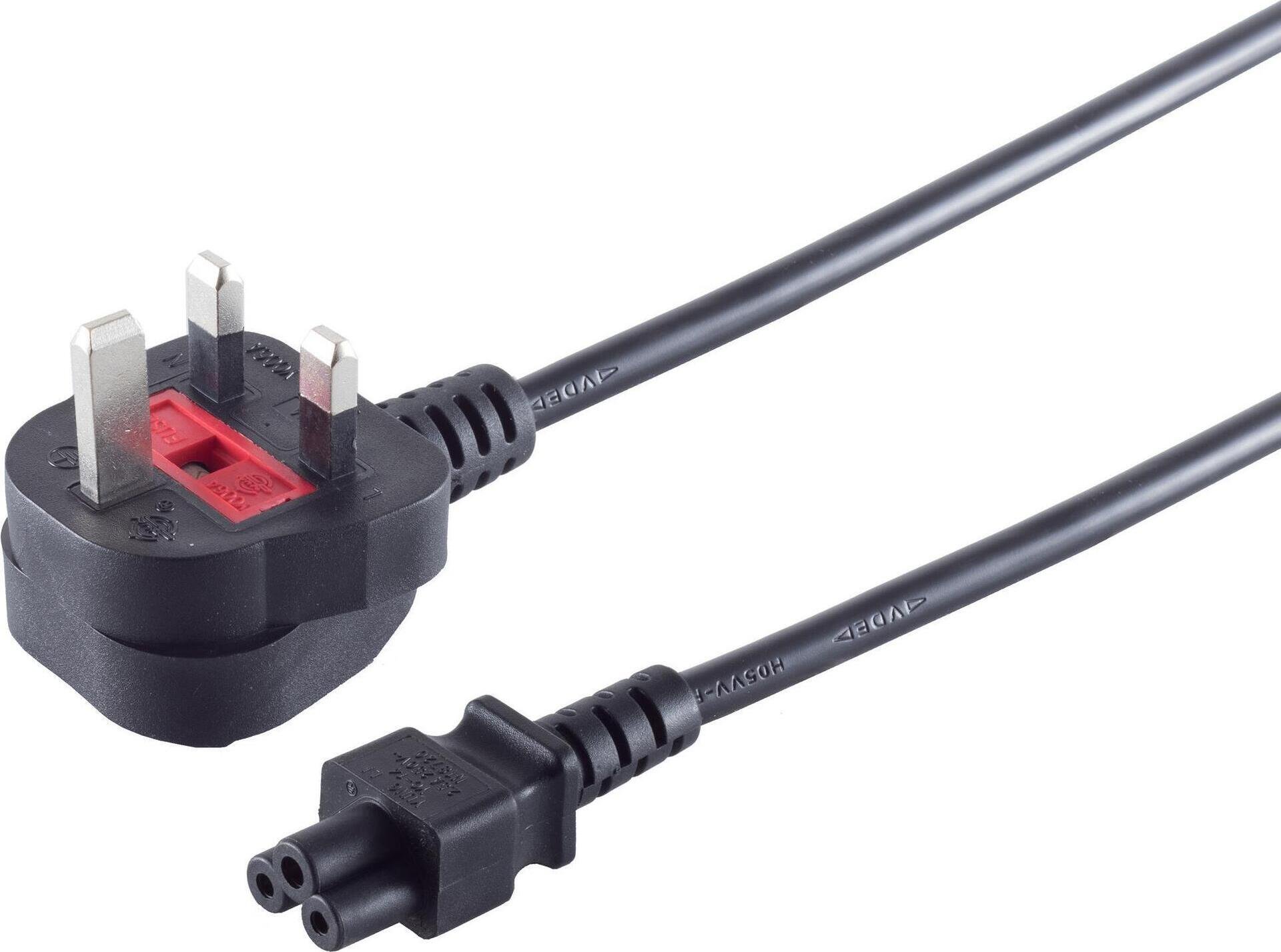 Kabel sieciowy S/CONN do maksymalnej łączności, Anglia, wtyczka do 3-stykowego gniazda C5, czarny, 1,8 m (UK60001)