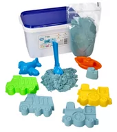 Masy plastyczne - Piasek Kinetyczny 2 Kg Błękitny Z Foremkami "Pojazdy" + Łopatka - miniaturka - grafika 1