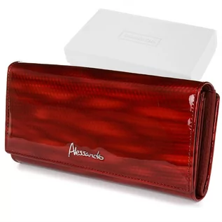 Portfele - Czerwony portfel damski skórzany poziomy elegancki RFID Z20 - None - grafika 1