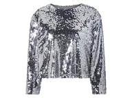 Bluzki damskie - esmara® Bluzka damska z cekinami (XS (32/34), Srebrny) - miniaturka - grafika 1