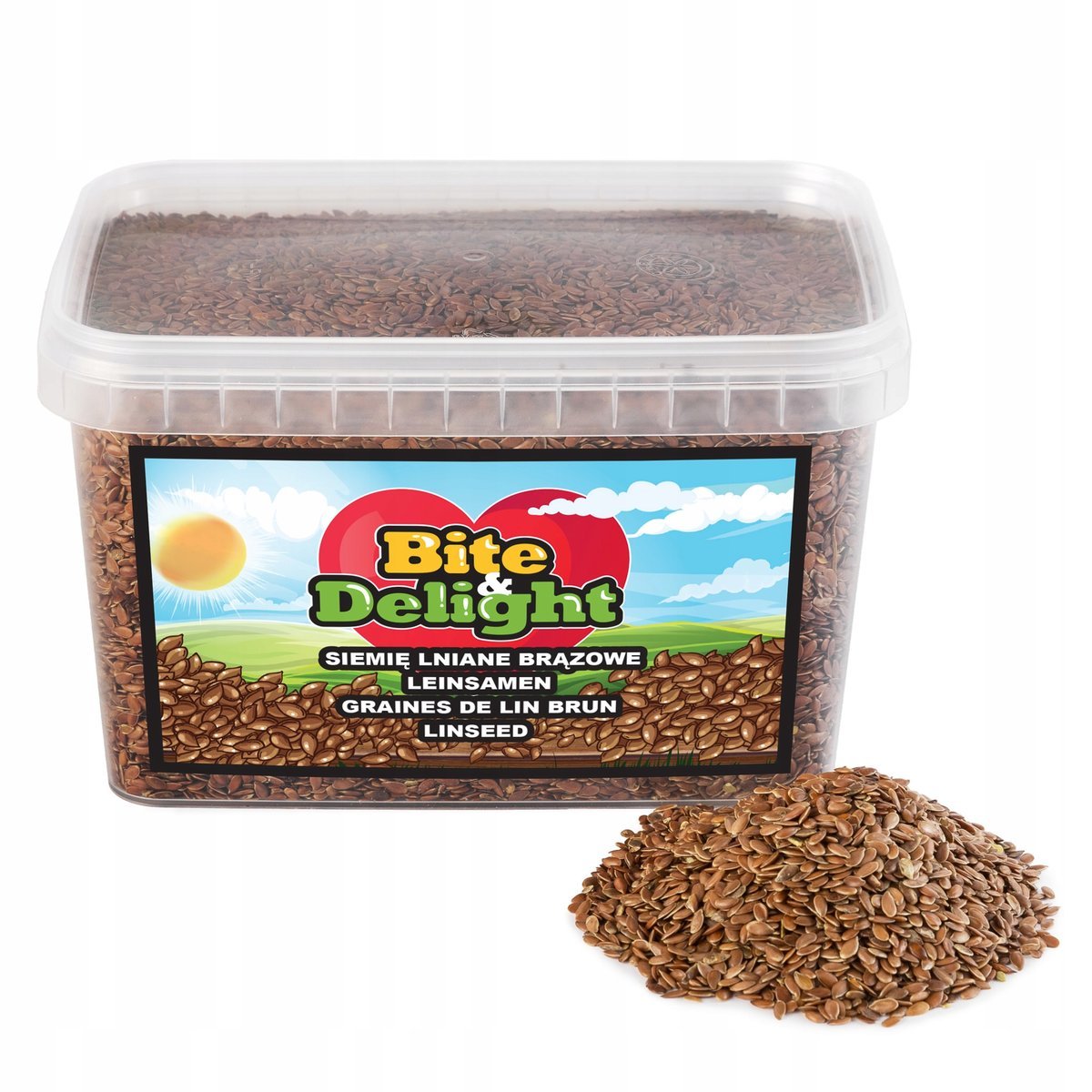 Bite & Delight Brązowe siemię lniane - Całe ziarna - Naturalne - 1 l