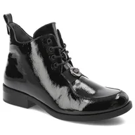 Botki damskie - Czarne Botki S.Barski Damskie Modne Buty Na Jesień - miniaturka - grafika 1