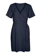 Sukienki - VERO MODA Vmmymilo Ss Wide Wrap Short Dress WVN Ga sukienka kopertowa, granatowy blezer, XL - miniaturka - grafika 1
