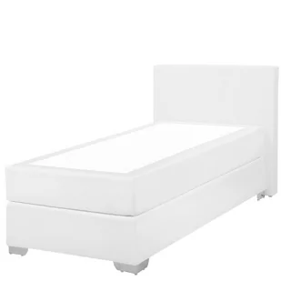 Beliani Łóżko kontynentalne skóra ekologiczna białe 90 x 200 cm PRESIDENT - Łóżka - miniaturka - grafika 1