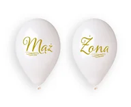 Wesele i ślub - Balony lateksowe, Mąż i Żona z wężykiem, 13", białe, 4 sztuki - miniaturka - grafika 1