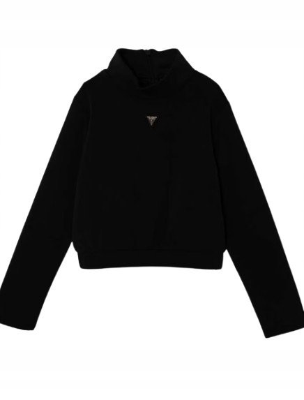 GUESS CZARNA BLUZA DZIECIĘCA Z DŁUGIM RĘKAWEM I LOGO ZE STÓJKĄ 125-135 1GMA
