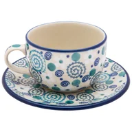 Filiżanki - Filiżanka Do Herbaty Kawy 200 Ml Ze Spodkiem - Ceramika Artystyczna Bolesławiec - miniaturka - grafika 1