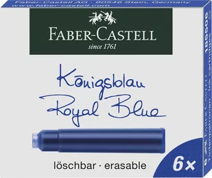 Faber Castell Naboje krótkie, wymazywalne - niebieskie / 6 185506 - Naboje i atramenty - miniaturka - grafika 1