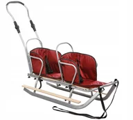 Sanki i ślizgacze - Polskie SANKI DUO SREBRNE MATERACYK BORDOWY dla dzieci Bliźniaki MOCNE - miniaturka - grafika 1