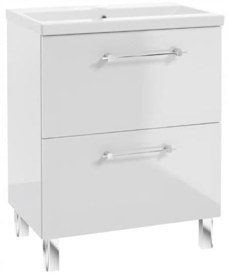 Szafka łazienkowa z umywalką i 2 szufladami 80x80cm Stojąca biały połysk Cassandra
