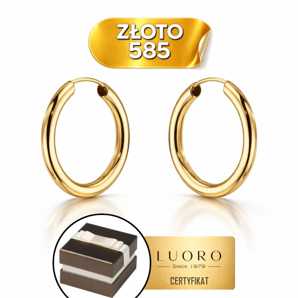 KOLCZYKI ZŁOTE 585 14K KOŁA 22 MM KREOL ELEGANCKIE DELIKATNE LEKKIE