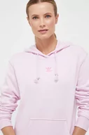 Bluzy damskie - adidas Originals bluza bawełniana damska kolor fioletowy z kapturem gładka - miniaturka - grafika 1