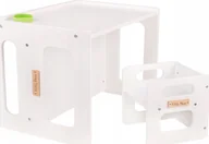 Krzesła obrotowe dla dzieci - KiddyMoon Stolik + krzesło TC-001 MDF white 61x44x44/30x30x30 Mebel zestaw mebelków - miniaturka - grafika 1