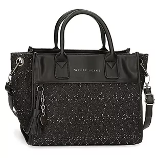 Pepe Jeans Daila Torba listonoszka, czarna, 29 x 22 x 14,5 cm, bawełna, poliester i PU, czarny/biały, torba na ramię, czarny/biały, Torba na ramię - Torebki damskie - miniaturka - grafika 1