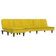 Narożniki - Sofa rozkładana L, żółta, 255x140x70 cm, aksamit - miniaturka - grafika 1