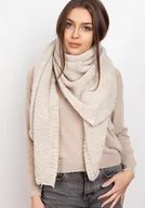 Apaszki i szaliki damskie - Efektowna dzianinowa chusta - beż - miniaturka - grafika 1
