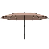 Parasole ogrodowe - Podwójny parasol LED 440x260 cm, duży parasol ogrodowy, z korbką i metalową ramą, oświetlenie solarne - miniaturka - grafika 1