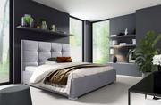 Łóżka - Łóżko tapicerowane pikowane z materacem Harry 140x200 Szare Metalowy Stelaż - miniaturka - grafika 1