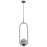 Lampy sufitowe - Czarna lampa wisząca elipsa z grafitowym kloszem K-5110 z serii DAVOS - miniaturka - grafika 1