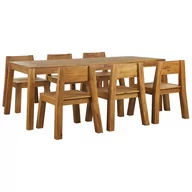 Meble ogrodowe - Shumee Zestaw ogrodowy akacjowy stół i krzesła jasne drewno LIVORNO 249077 - miniaturka - grafika 1
