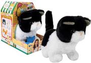 Zabawki interaktywne dla dzieci - Interaktywny Kot Czarno-Biały Chodzi Rusza Ogonem na Baterie - miniaturka - grafika 1