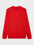 Bluzy sportowe męskie - Męska bluza dresowa nierozpinana bez kaptura 4F 4FWMM00TSWSM1465 - czerwona - miniaturka - grafika 1