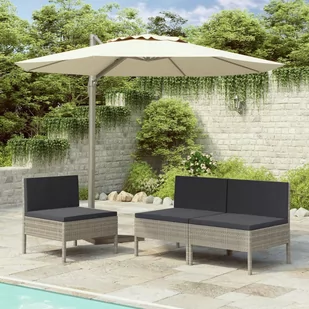vidaXL Krzesła ogrodowe z poduszkami, 3 szt., polirattan, szare - Fotele i krzesła ogrodowe - miniaturka - grafika 1