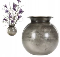 Wazony i flakony - WAZON STYL LOFT KULA SREBRNY METALOWY na kwiaty bukiety gałęzie 25cm - miniaturka - grafika 1