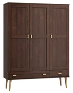 Dom i wnętrze OUTLET - OUTLET -Szafa sosnowa Venuci 3D nr2 wieszak/półki szuflada 117 cm orzech - miniaturka - grafika 1