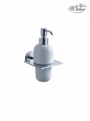 Mydelniczki i dozowniki mydła - Blue Water HUG-020 materiał mosiądz wykończenie chrom biały pojemnik dozwnika wykonany z porcelany Opakowanie mydła w płynie nie zawsze pasuje do wymarzonego w - miniaturka - grafika 1