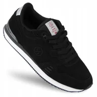 Sneakersy damskie - Buty sportowe damskie CROSS JEANS II2R4028C skórzane sneakersy czarne 36 - miniaturka - grafika 1