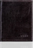 Portfele - Solier Brązowe skórzane portfel etui na paszport SOLIER ALIVIA - miniaturka - grafika 1