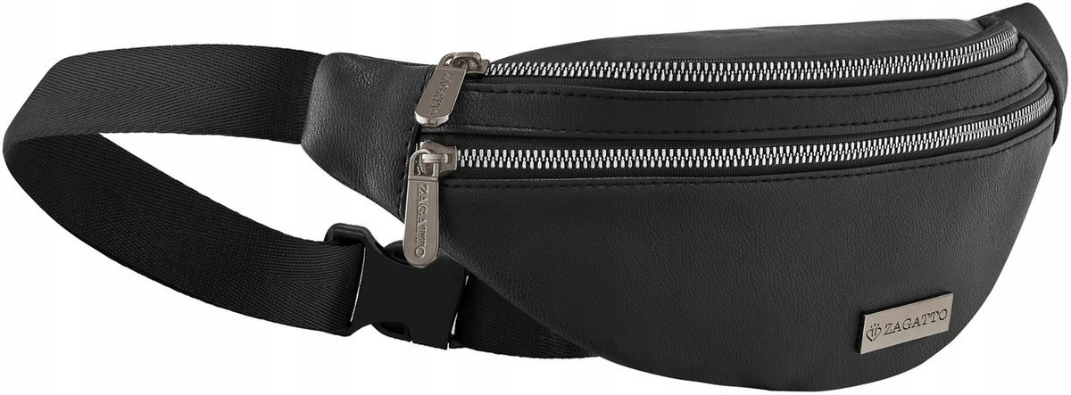 Nerka damska skórzana eco czarna pojemna saszetka torebka crossbody