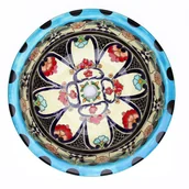 Umywalki - Meksykańska ceramiczna umywalka wpuszczana w blat La Reina – duża okrągła umywalka łazienkowa 43 x 13 cm Umywalka dekoracyjna - miniaturka - grafika 1