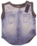 Bluzki damskie - Bluzka dla dziewczynki, szara, niebieska, krótki rękaw, Emoi, poliester, wiskoza, rozmiar 164 cm - miniaturka - grafika 1