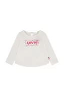 Bluzki dla dziewczynek - Levi's longsleeve bawełniany niemowlęcy LVG CURVED HEM LS TEE kolor beżowy - miniaturka - grafika 1