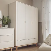 Łóżeczka i kojce - Szafa Miloo 3 drzwiowa beżowa ryflowana - miniaturka - grafika 1