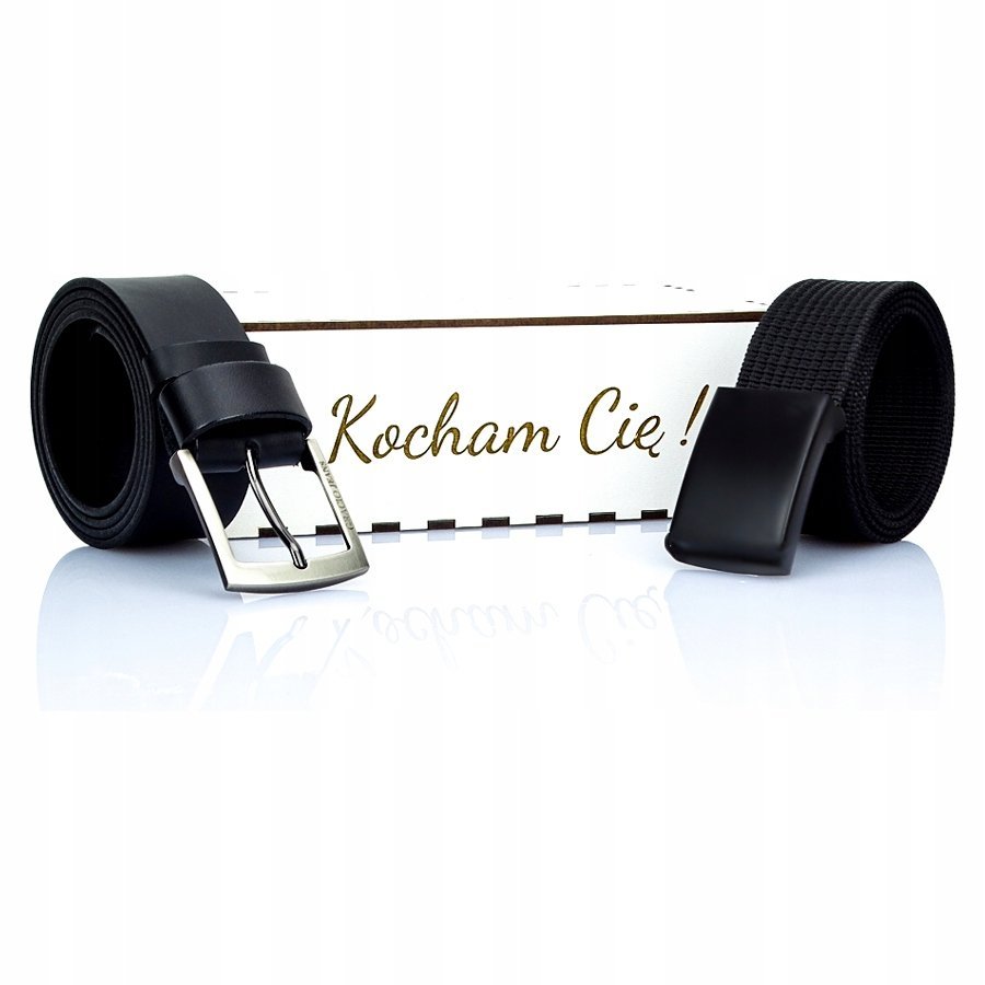 Zestaw na Prezent Paski Skórzany+ Parciany CZARNY