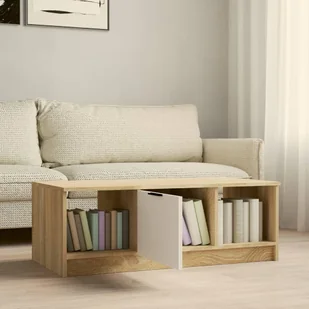 Lumarko Stolik kawowy, biel i dąb sonoma, 102x50x36 cm - Ławy i stoliki kawowe - miniaturka - grafika 6