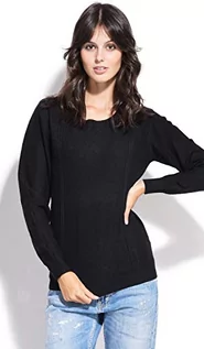 Swetry damskie - Bonamaison Damski sweter z okrągłym dekoltem design T-shirt, Czarny, 40 PL - grafika 1