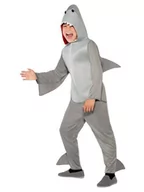 Stroje karnawałowe - SMIFFYS Kostium dziecięce unisex rekina, komputer wielofunkcyjny All-in-One z kapturem i płetwy, rozmiar: L, 44072, szary 44071S - miniaturka - grafika 1