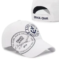 Czapki i chusty sportowe męskie - CZAPKA z Daszkiem z KOTWICĄ Solidna Bejsbolówka BIAŁA Pako Jeans - miniaturka - grafika 1