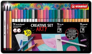 Zestaw długopisów STABILO Creative Set - długopis 68 pędzelków, długopis 68 i końcówka 88 - ARTY - puszka 30 sztuk - różne kolory - Długopisy - miniaturka - grafika 1