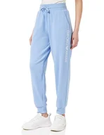 Spodnie damskie - Emporio Armani Damskie spodnie Iconic Terry ze mankietami, Periwinkle, XL - miniaturka - grafika 1
