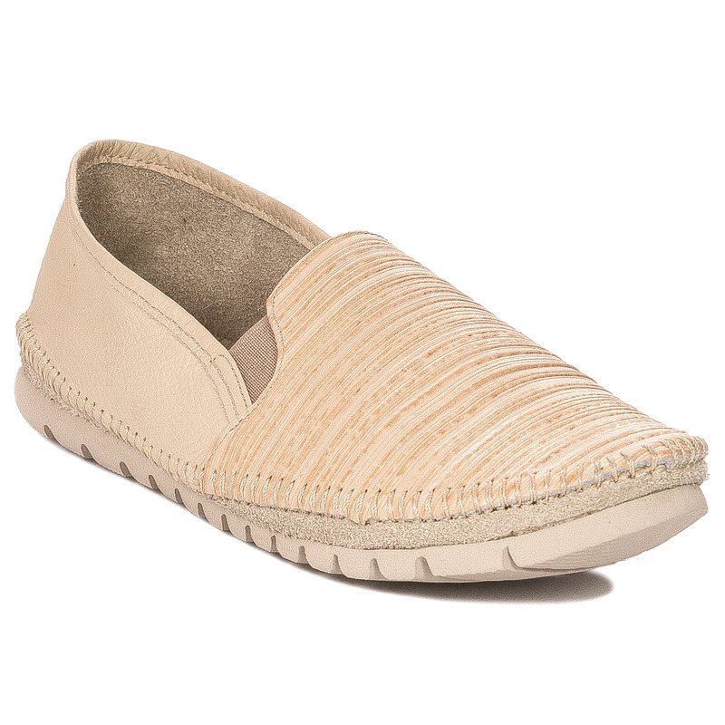 Maciejka Półbuty Damskie Skórzane Beżowe-40